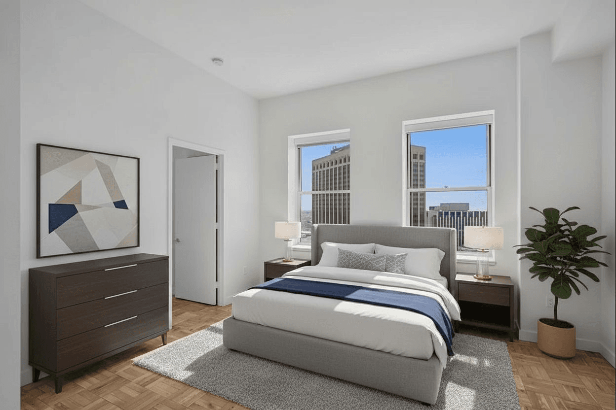 Bedroom: ai-staged example: modern
